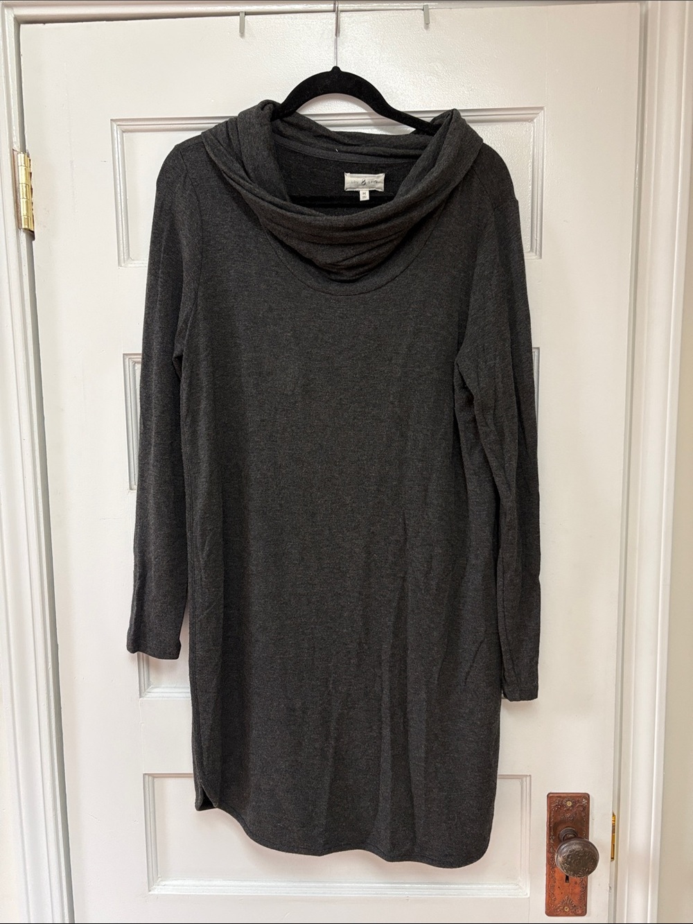 Lou & Grey Charcoal Gray Long-Sleeve Cowl Neck Dress Size Medium